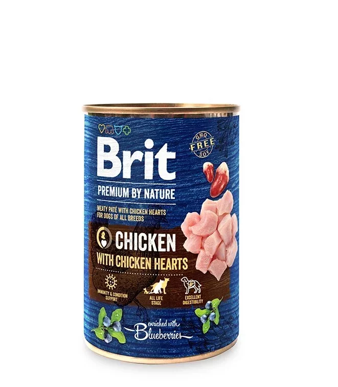Brit-Chicken-Heart-Can Brit Premium Chicken & Heart Canned Dog Food 400g