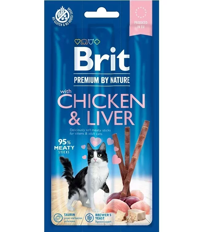 Brit-Chicken-and-Liver-Sticks Brit Premium Meaty Chew Sticks Chicken & Liver Cat Treats 15g