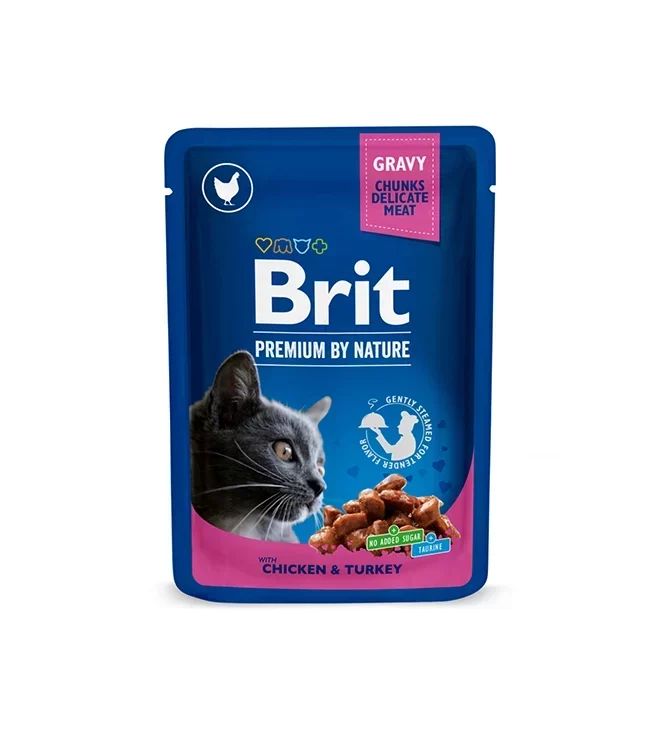 Brit-Chicken-and-Turkey-Pouch Brit Premium Chicken and Turkey Cat Wet Food Pouches 100g