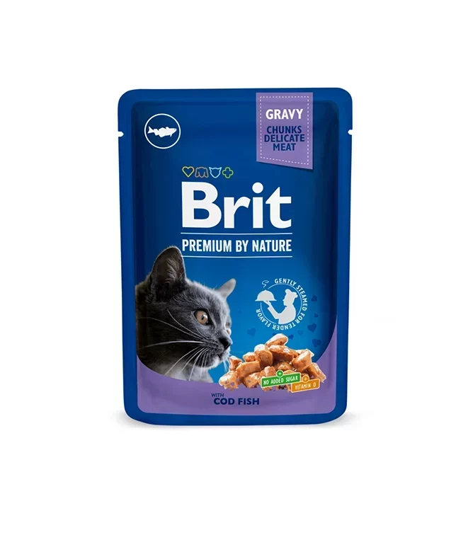 Brit-Codfish-Pouch Brit Premium Cod Fish Adult Cat Wet Food Pouches 100g