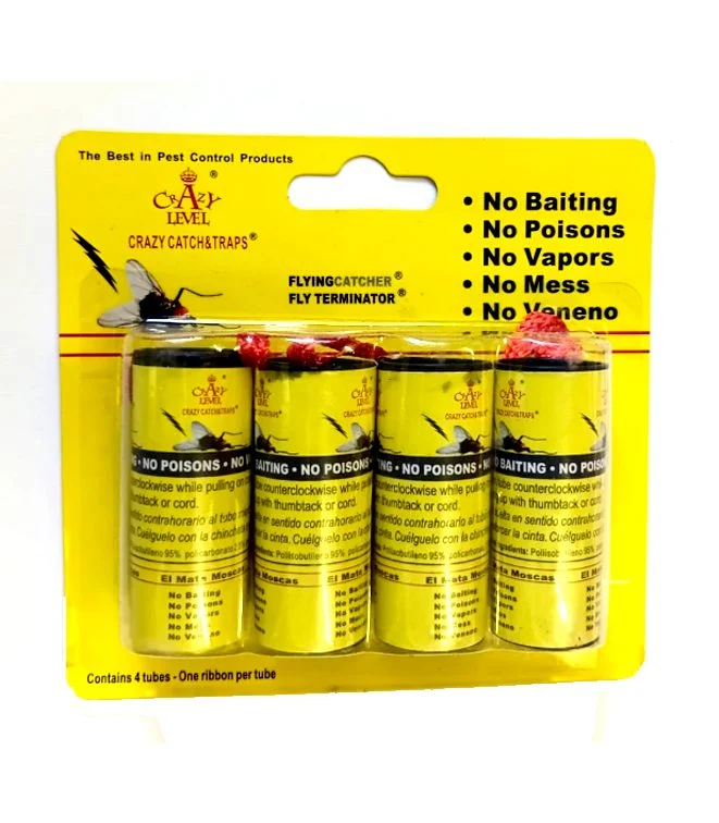 FlyPaper.jpg Fly Catcher Trap Sticky Ribbon 4 pack