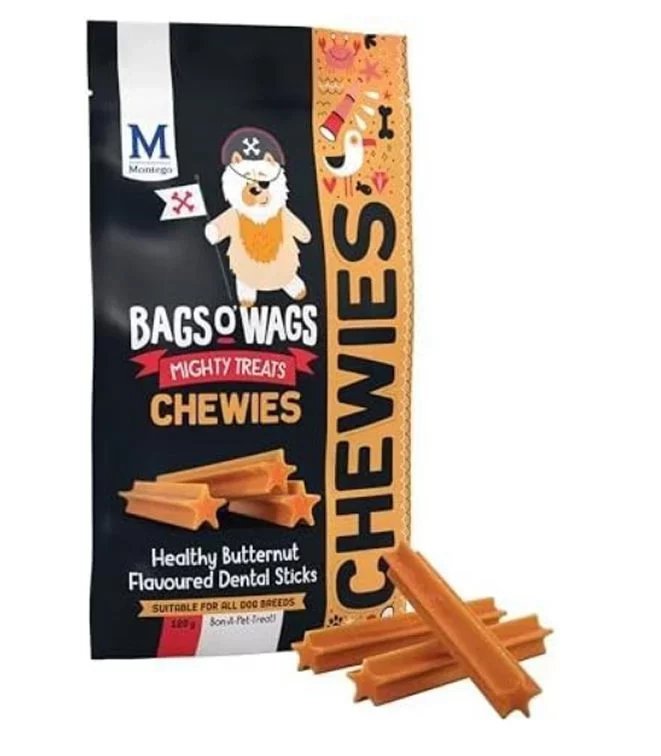 Montego Bags O' Wags Chewies Butternut Dog Chew Treats 120g
