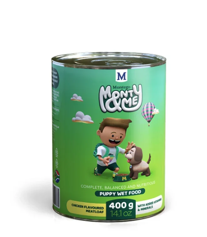MontyMePuppy-Can400g-1.png Montego Monty & Me Puppy Wet Chicken 400g