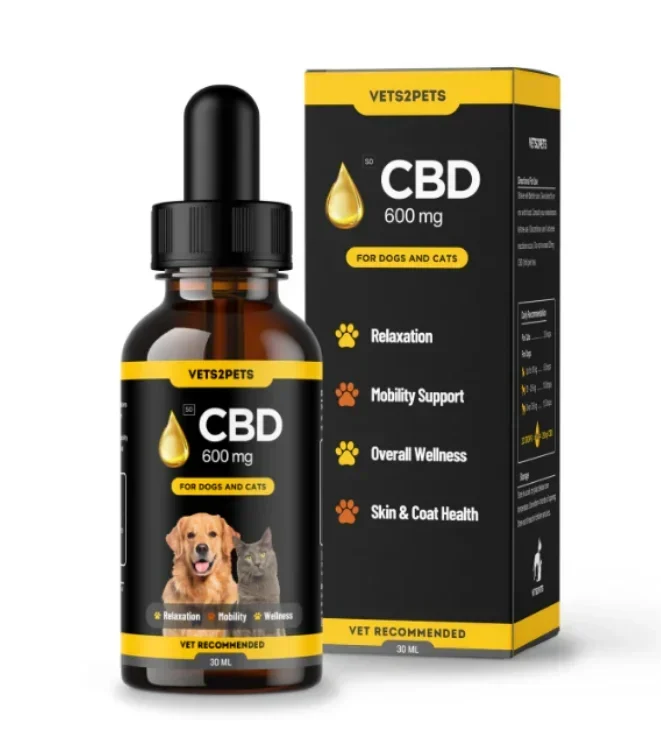 V2PCBD-1.png Vets2Pets Premium CBD Oil for Dogs & Cats - 600mg CBD (30ml)