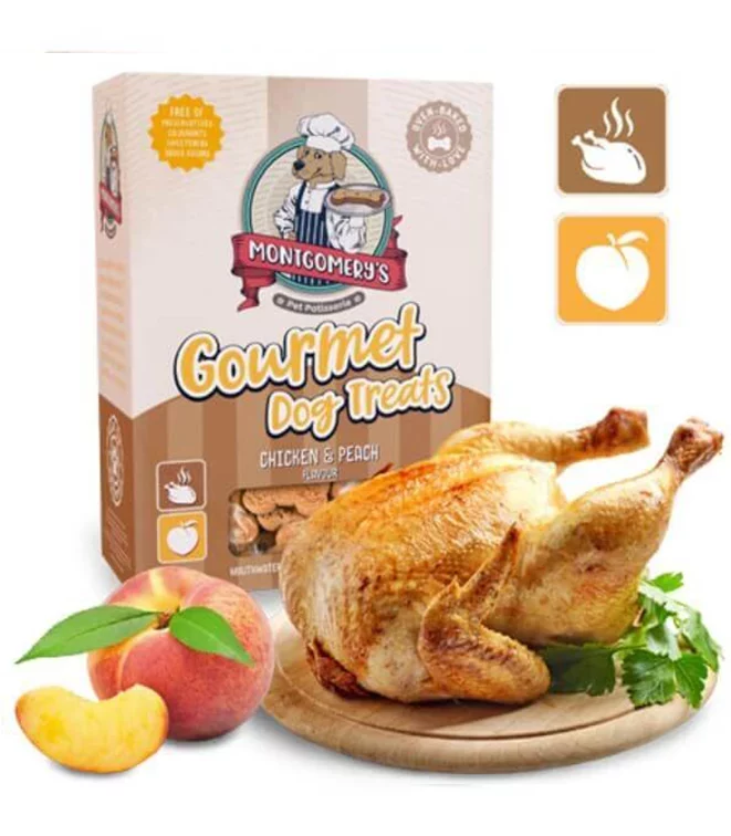 Montgomery's-Chicken-&-Peach-Dog-Treats-1kg Montgomery's Chicken & Peach Dog Biscuits 1kg