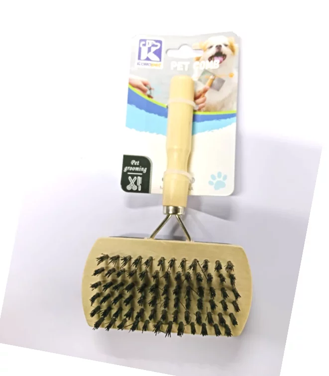 Grooming KolloPet-DS-Pet-Comb & Brush-R69 The KolloPet Double-Sided Pet Comb & Brush is a versatile grooming tool that combines the benefits of both a comb and a brush in one ergonomic design. It’s perfect for pet owners who want an effective, all-in-one solution for maintaining their pet’s coat health and appearance. 🐾 Key Features Dual-Sided Design: Comb side — great for detangling, removing knots, and reaching deeper into the coat. Brush side — ideal for removing loose hair, smoothing fur, and reducing shedding. Ergonomic Handle: Comfortable grip makes grooming easier and more controlled. Durable Build: Made with sturdy materials that stand up to regular grooming sessions. Multi-Coat Compatibility: Suitable for short, medium, and long coat pets. ✨ Benefits All-in-One Grooming: Comb and brush functions in a single tool save space and time. Healthier Coat: Helps remove loose hair, dirt, and dander, leaving fur smooth and neat. Reduced Shedding: Regular use minimizes fur around your home. Gentle & Comfortable: Designed to be gentle on your pet’s skin while effectively grooming. 📌 Ideal For Dogs and cats of most coat types Pets with tangles or moderate shedding KolloPet Double-Sided Pet Comb & Brush