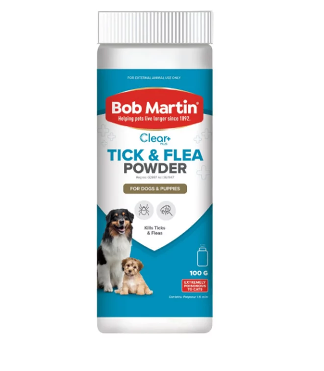 BOB-MARTIN-TICK-&-FLEA-POWDER-DOG-100g Bob Martin Dog Tick & Flea Powder 100g