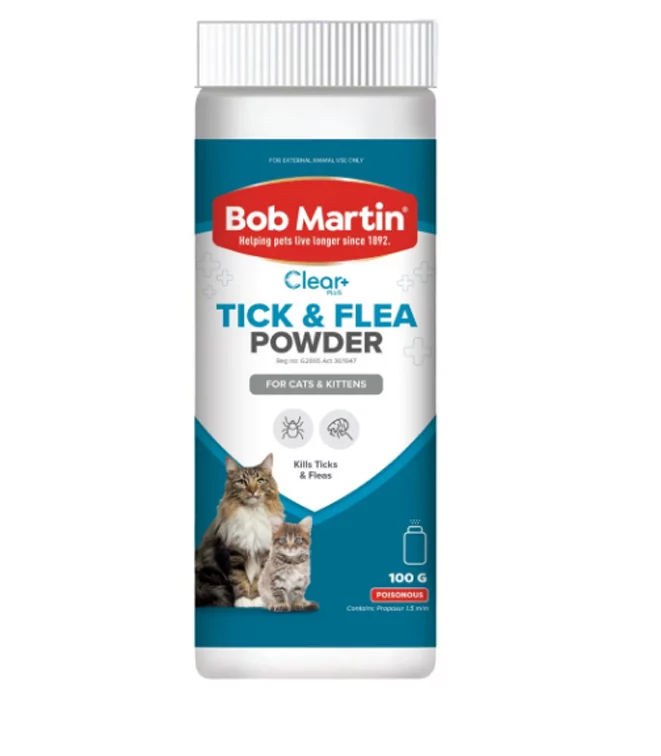Bob-Martin-Pet-Tick-&-Flea-Cat-Powder-100-G Bob Martin Clear+ Tick & Flea Powder for Cats & Kittens 100g