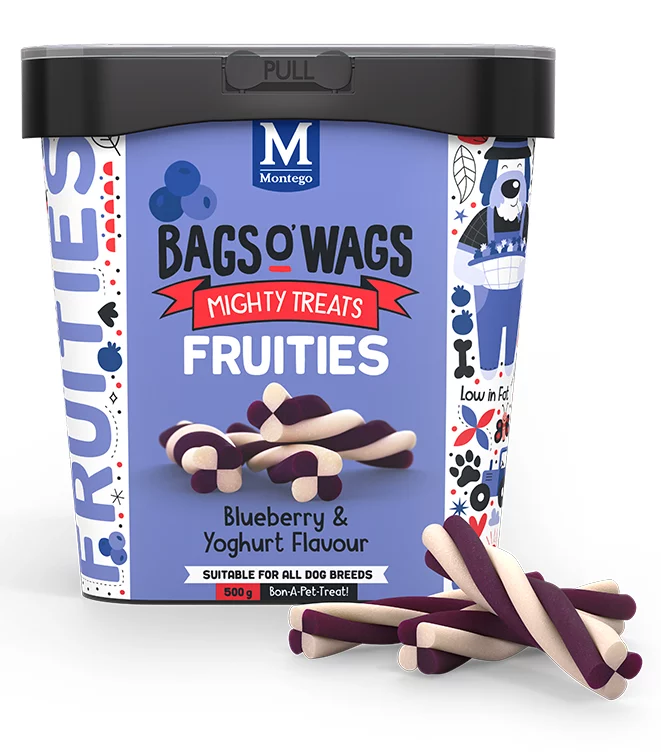 Montego Bags O' Wags Fruities Blueberry & Yoghurt Dog Chew Treats 500g